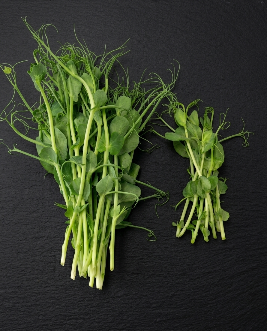 Belarro vs import pea shoots on dark slate